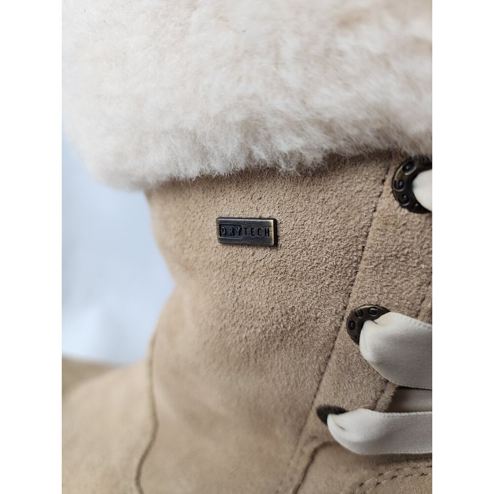 NEW UGG Ingalls Sand Beige Waterproof Leather Fur Bow Snow Boots Size 8.5 Womens - Picture 12 of 12